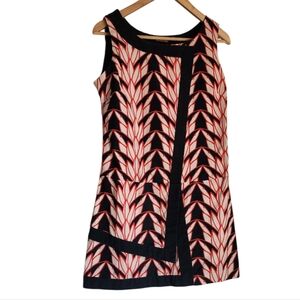 Skunkfunk Leaf Print Dress Black Red Cream Sleeveless Mini Dress Sz 8